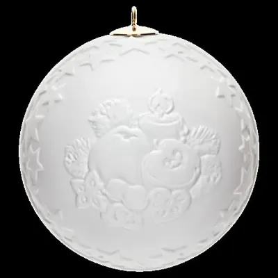 Tree Ornament Bisque Ball With Relief Motiv Santa Claus Round 7 Cm