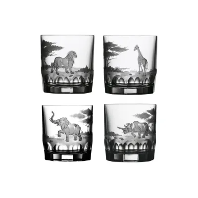 Safari Lion Giraffe Elephant Rhino Double Old Fashion Boxed Set