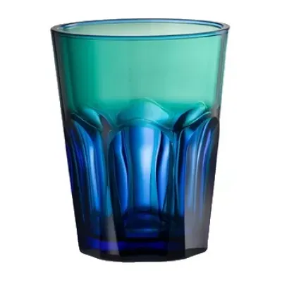 Double Face Tumbler Blue/Green H 4" x Diam 3.5", 13 oz