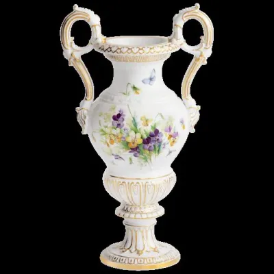 Limited Masterworks 2019 Baroque Handled Vase With Pansies H 41 Cm