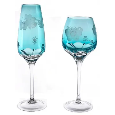 Papillon Turquoise Champagne Flute