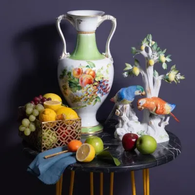 Limited Masterworks 2020 Baroque Handled Vase With "Orchard And Flower Garden" H 46 Cm