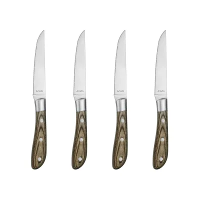Achille Pakka Wood Steak Knives Set of 4
