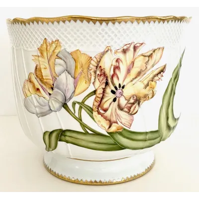 Round Cachepot Light Yellow Flower