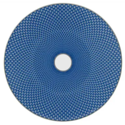 Tresor Blue Dessert Coupe Plate Flat Motif N°2 Diam 8.7 in