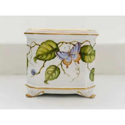Square Cachepot (Butterfly On Vine) 7" H X 6.25" W