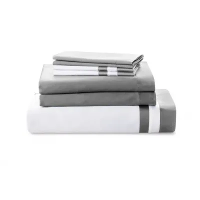 Vilanova White/Harbor Grey Cotton Sateen Bedding Euro Sham 26 x 26 White/Harbor Grey