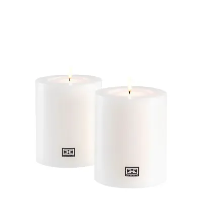 White Set Of 2 Artificial Candles