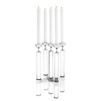 Candle Holder Naturale Crystal Glass Nickel Finish