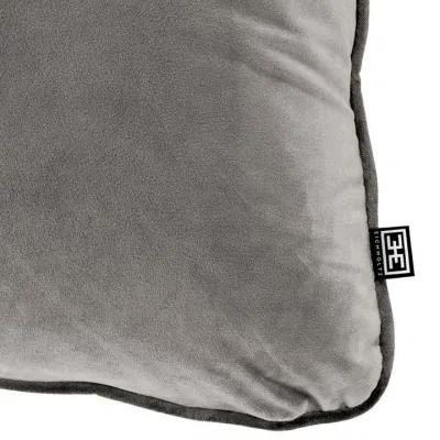 Roche Porpoise Grey Velvet Throw Pillow