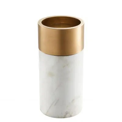 Candle Holder Sierra White Marble Brass Finish Set Of 3