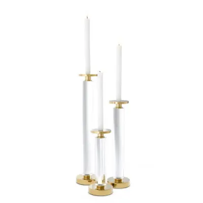 Candle Holder Chapman Gold Finish Clear Set Of 3
