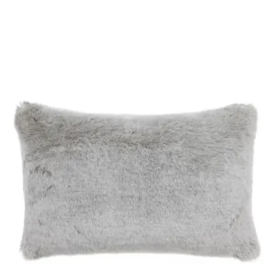 Alaska Faux Fur Light Grey Rect. Throw Pillow
