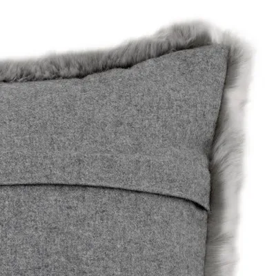 Alaska Faux Fur Grey Rectangular Throw Pillow
