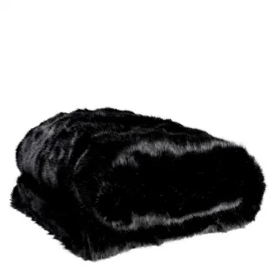 Alaska Faux Fur Black Throw Blanket