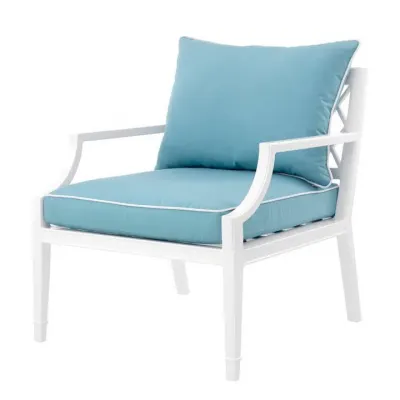 Bella Vista White Sunbrella Mineral Blue Outdoor Chair