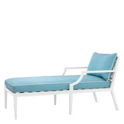 Bella Vista White Sunbrella Mineral Blue Outdoor Chaise Lounge