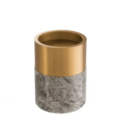 Candle Holder Sierra Grey Marble Brass Finish Set Of 3