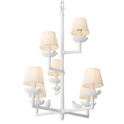 Chandelier Nature Matte White Finish Incl Shades