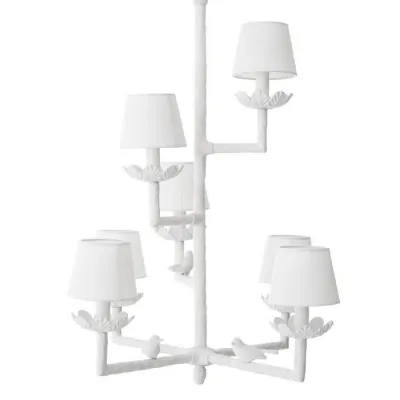 Chandelier Nature Matte White Finish Incl Shades