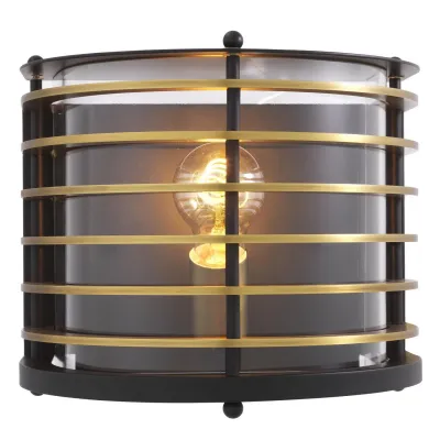 Logan Black Clear Glass Outdoor Sconce