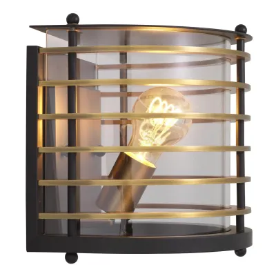 Logan Black Clear Glass Outdoor Sconce