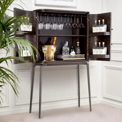 Nilsson Oak Veneer Bronze Wine Cabinet