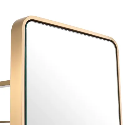 Novo With Coat Rack Brushed Brass Floor Mirror