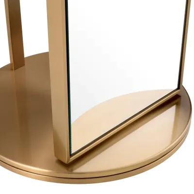Novo With Coat Rack Brushed Brass Floor Mirror