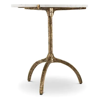 Cortina Vintage Brass Finish White Marble - Low Dining Table
