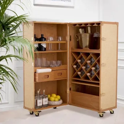 Wine Cabinet Martini Bianco Rattan Look