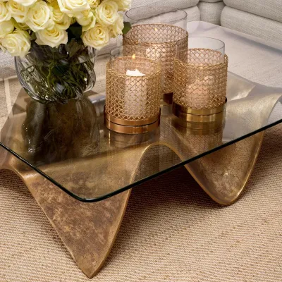 Angelico Vintage Brass Finish Coffee Table