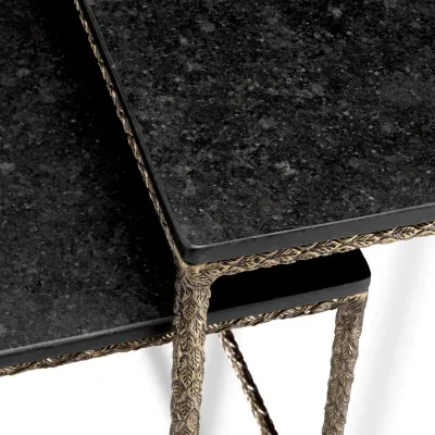 Ferndale Black Granite Set Of 2 Side Table