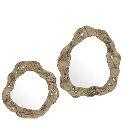 Foggia Antique Brass Set Of 2 Oval Mirrors