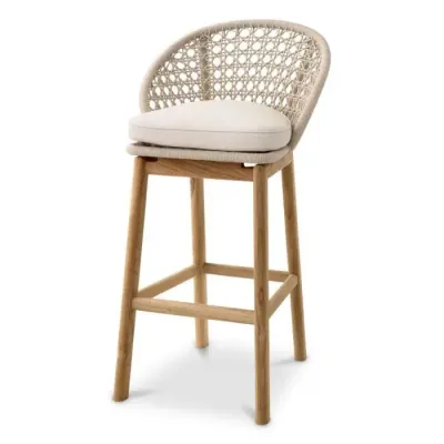 Outdoor Bar Stool Trinity Cream Weave Flores Off-White