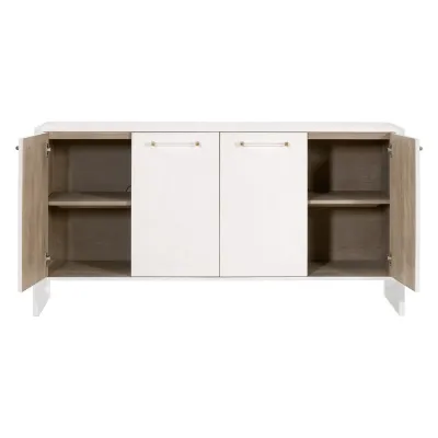 Sonia Shagreen Media Sideboard Pearl Shagreen, Lucite, Brushed Brass