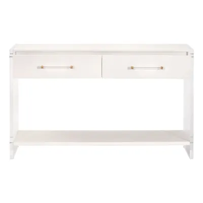 Sonia Shagreen Console Table Pearl Shagreen, Lucite, Brushed Brass