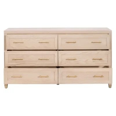 Stella 6-Drawer Double Dresser Light Honey Oak