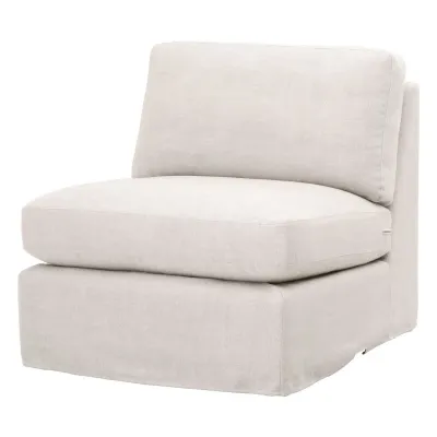 Lena Modular Slipcover 1-Seat Armless Chair Bisque, Espresso