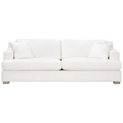 Dean 92" California Casual Sofa Performance Boucle Snow, Natural Gray Oak