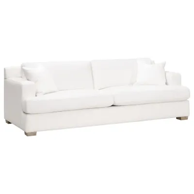 Dean 92" California Casual Sofa Performance Boucle Snow, Natural Gray Oak