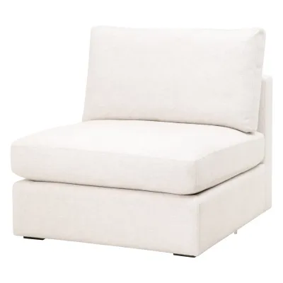 Daley Modular Armless Chair Performance Textured Cream Linen, Espresso