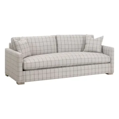 Clara 86" Slim Arm Sofa - Performance Windowpane Cement, Natural Gray Oak