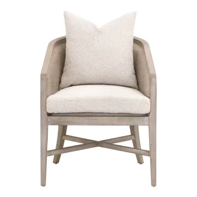 McGuire Natural Gray Oak & Cane LiveSmart Gellar-Linen Arm Chair