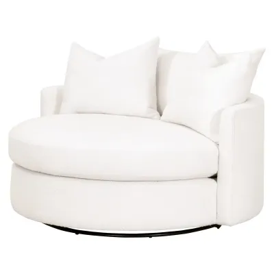 Lourne Grand Swivel Sofa Chair Performance Boucle Snow