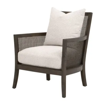 Caris Club Chair - LiveSmart Gellar-Linen, Matte Brown Oak & Cane