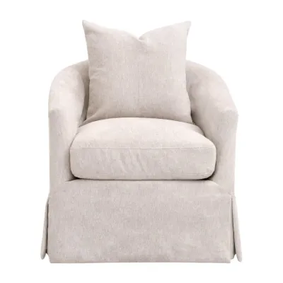 Faye Slipcover Swivel Club Chair - LiveSmart Halifax-Ivory