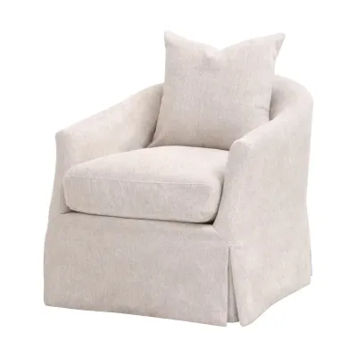 Faye Slipcover Swivel Club Chair - LiveSmart Halifax-Ivory