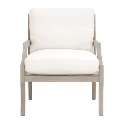 Stratton Club Chair Performance Boucle Snow, Natural Gray Beech