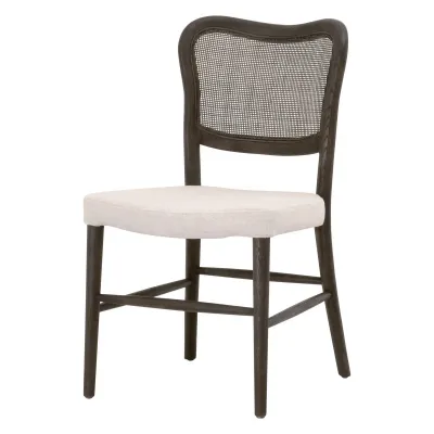 Cela Dining Chair, Set of 2 Bisque, Matte Brown Oak, Matte Brown Cane